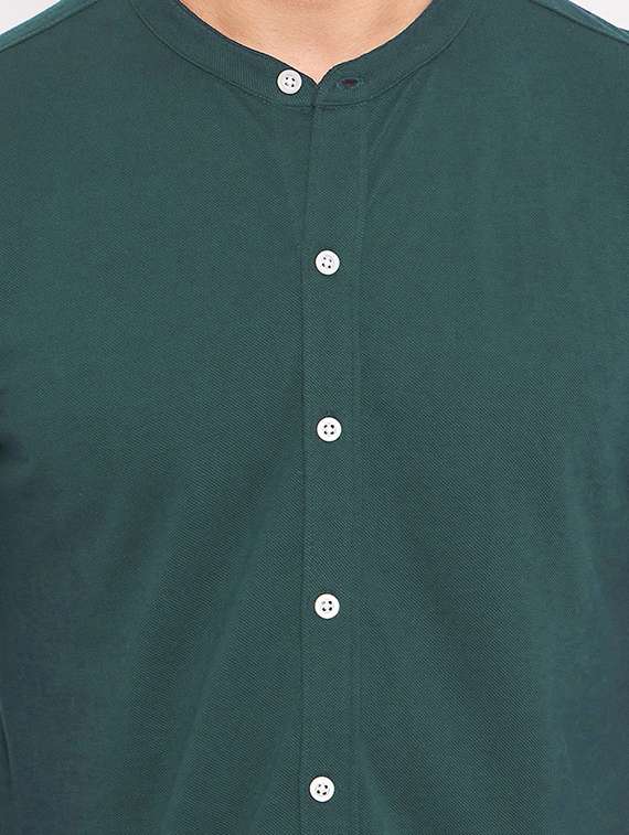 teal cotton blend casual shirt - 20828772 - Standard Image - 4