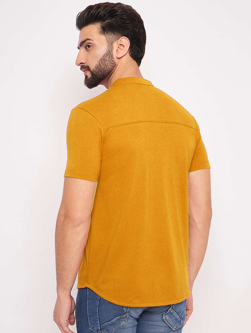 mustard cotton blend casual shirt - 20828774 -  Standard Image - 1