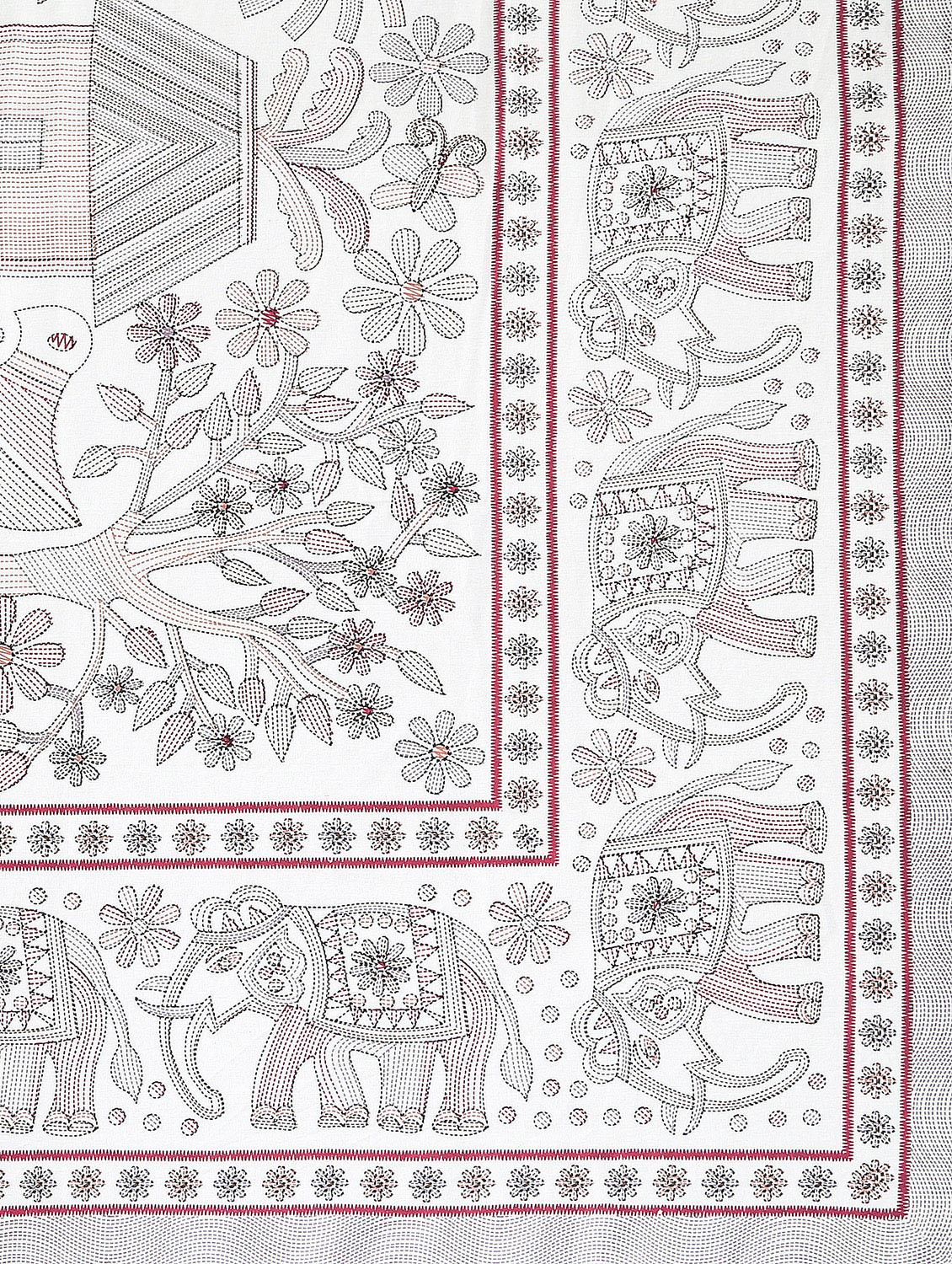 texstylers cotton printed kantha pattern traditional jaipuri queen size bedsheet with 2 pillow covers - 20829794 - Standard Image - 4