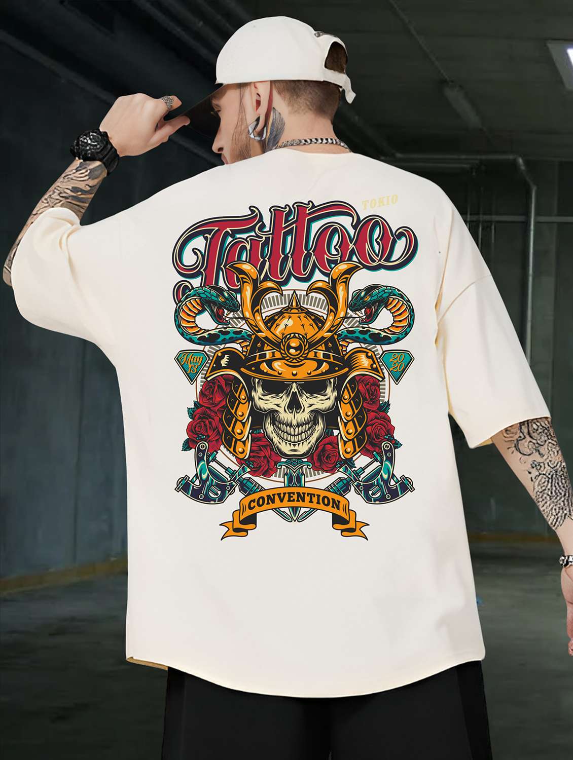 men off white oversized front and back print t-shirt