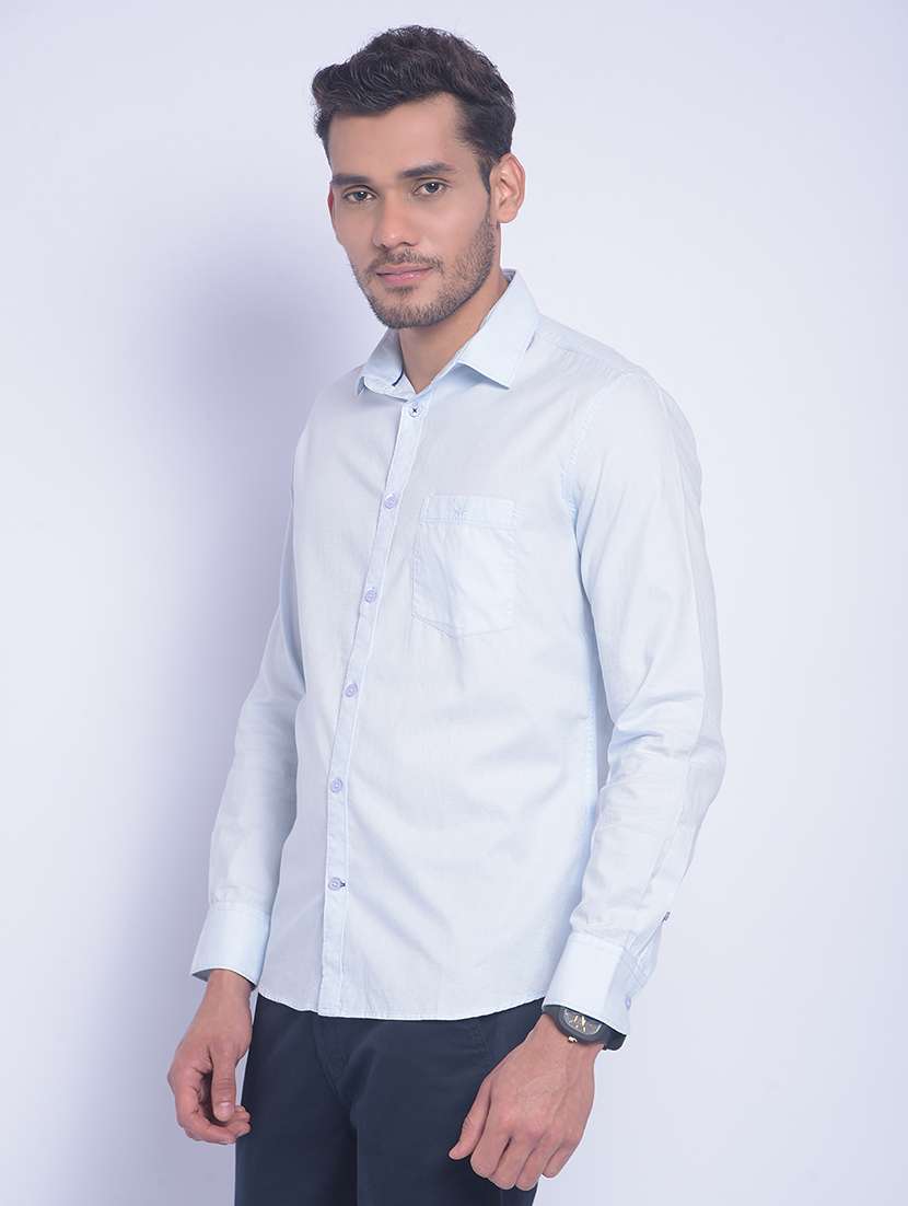 blue cotton casual shirt - 20829843 -  Standard Image - 1