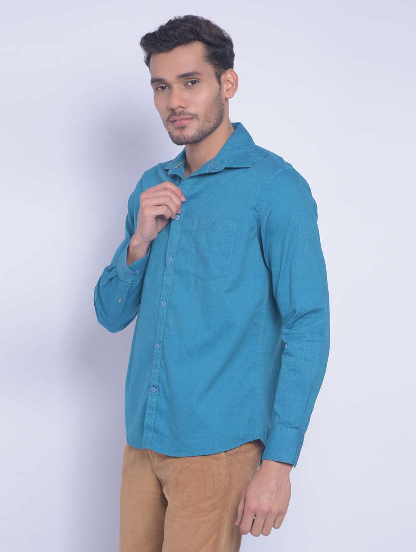 blue cotton casual shirt - 20829845 -  Standard Image - 1