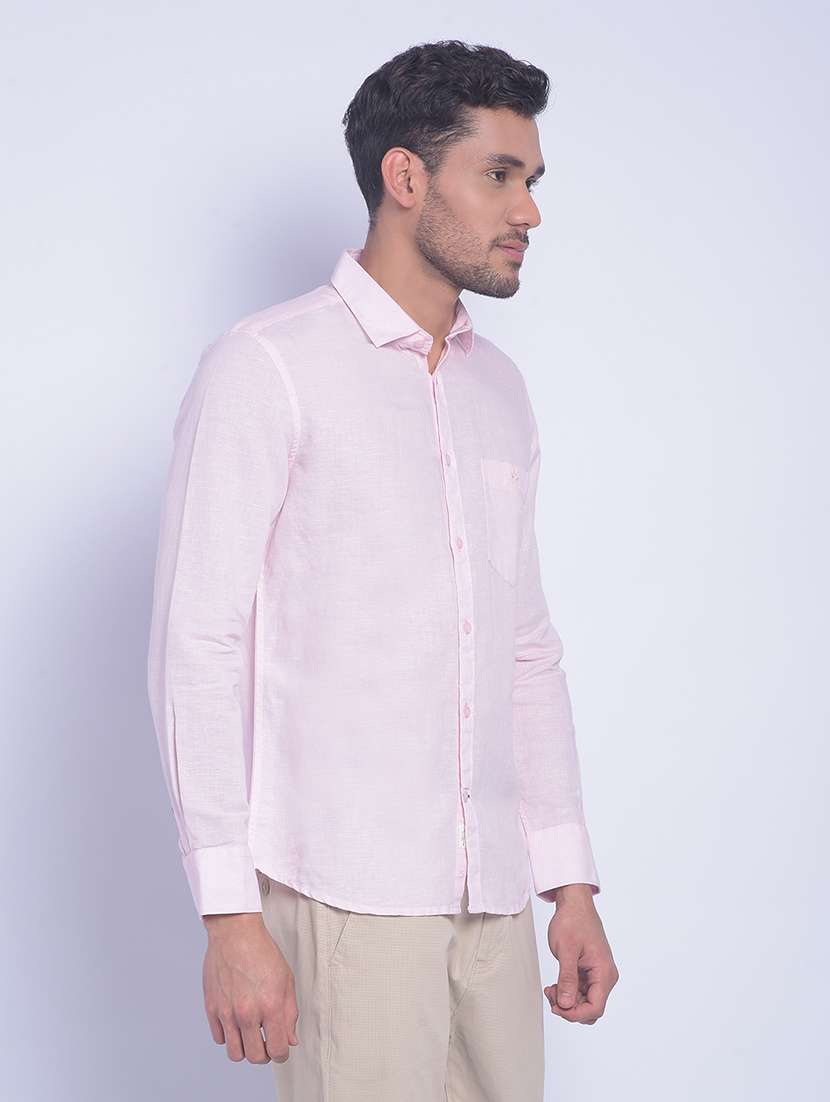 pink linen blend casual shirt - 20829847 -  Standard Image - 1