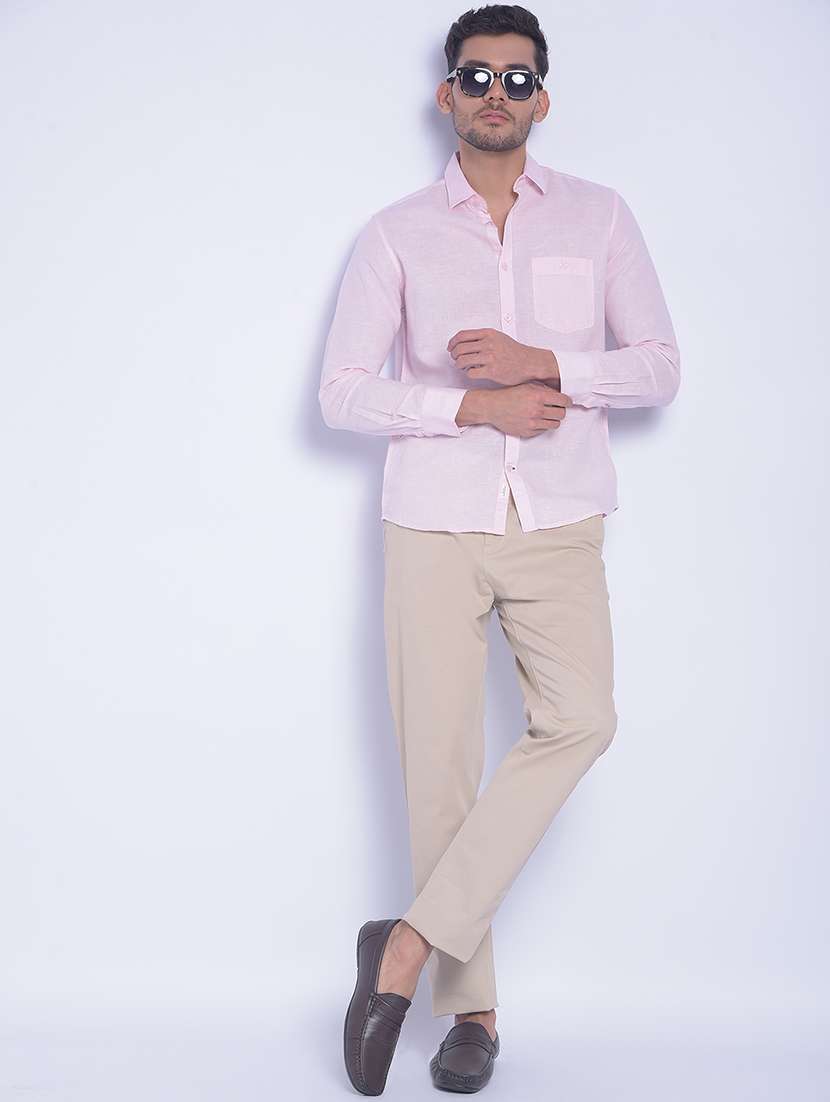 pink linen blend casual shirt - 20829847 -  Standard Image - 4