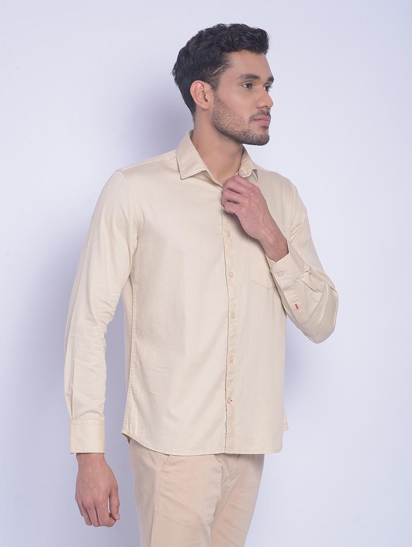 beige cotton casual shirt - 20829848 - Standard Image - 1
