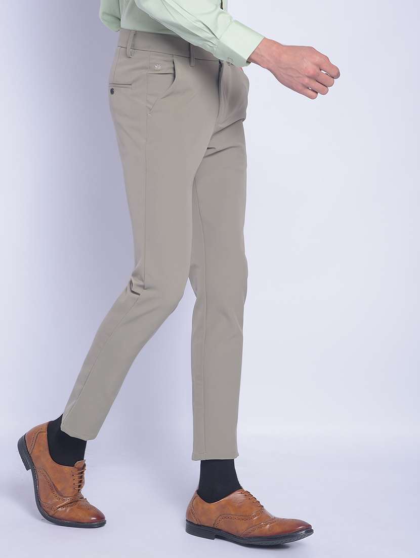 men solid flat front casual trouser - 20829919 - Standard Image - 1
