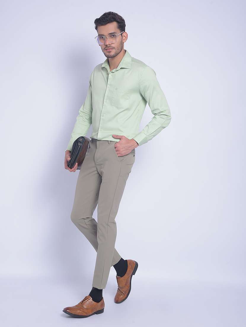 men solid flat front casual trouser - 20829919 - Standard Image - 4