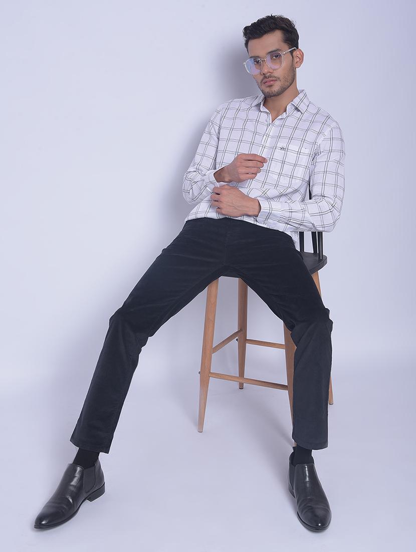 navy blue cotton chinos casual trousers - 20829921 - Standard Image - 4