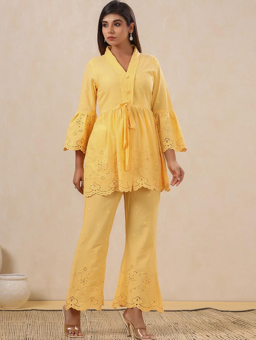 yellow cotton coord set - 20829976 - Standard Image - 1