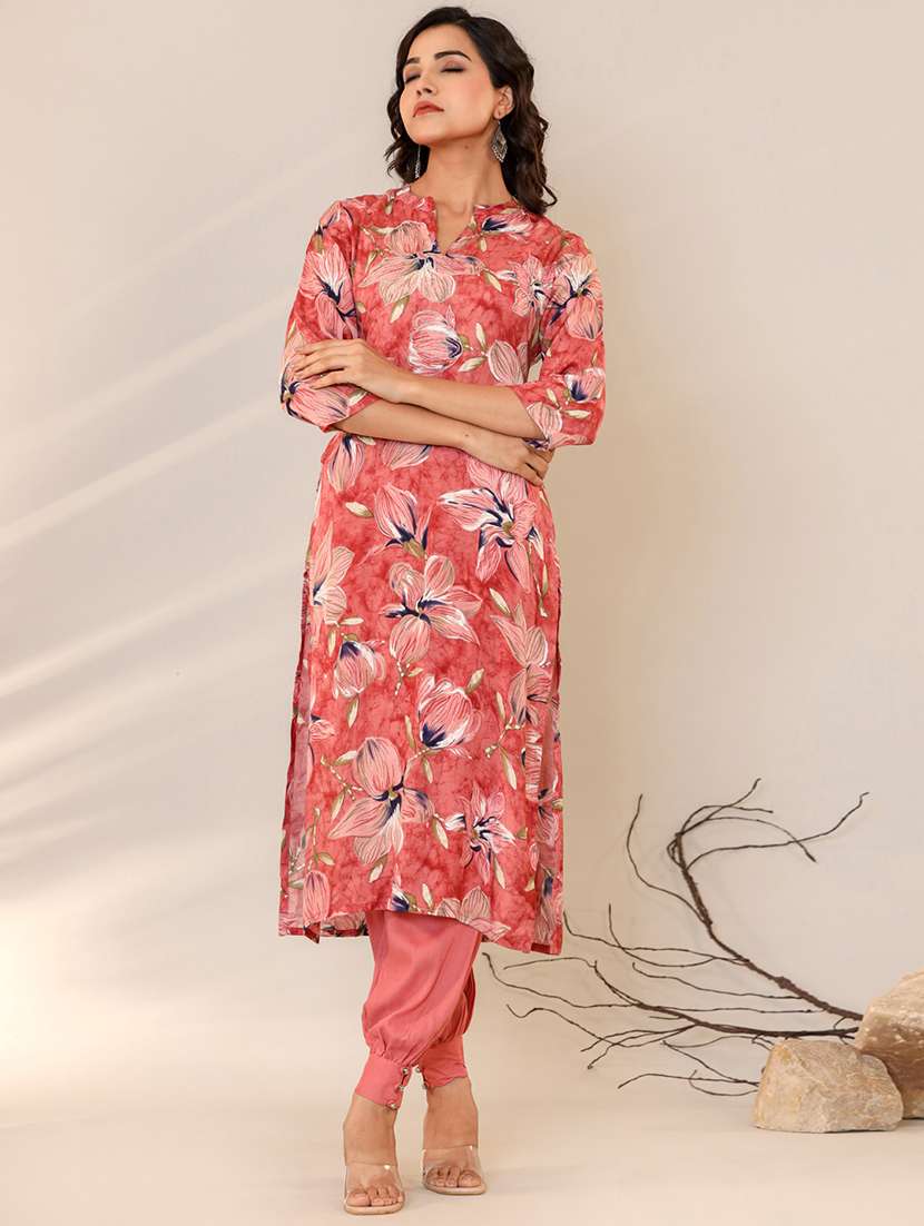 women coral notch neck kurta salwar set