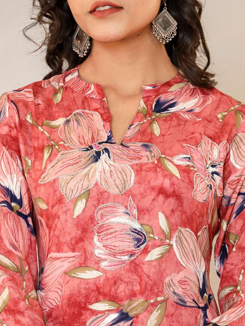 women coral notch neck kurta salwar set - 20829996 -  Standard Image - 4