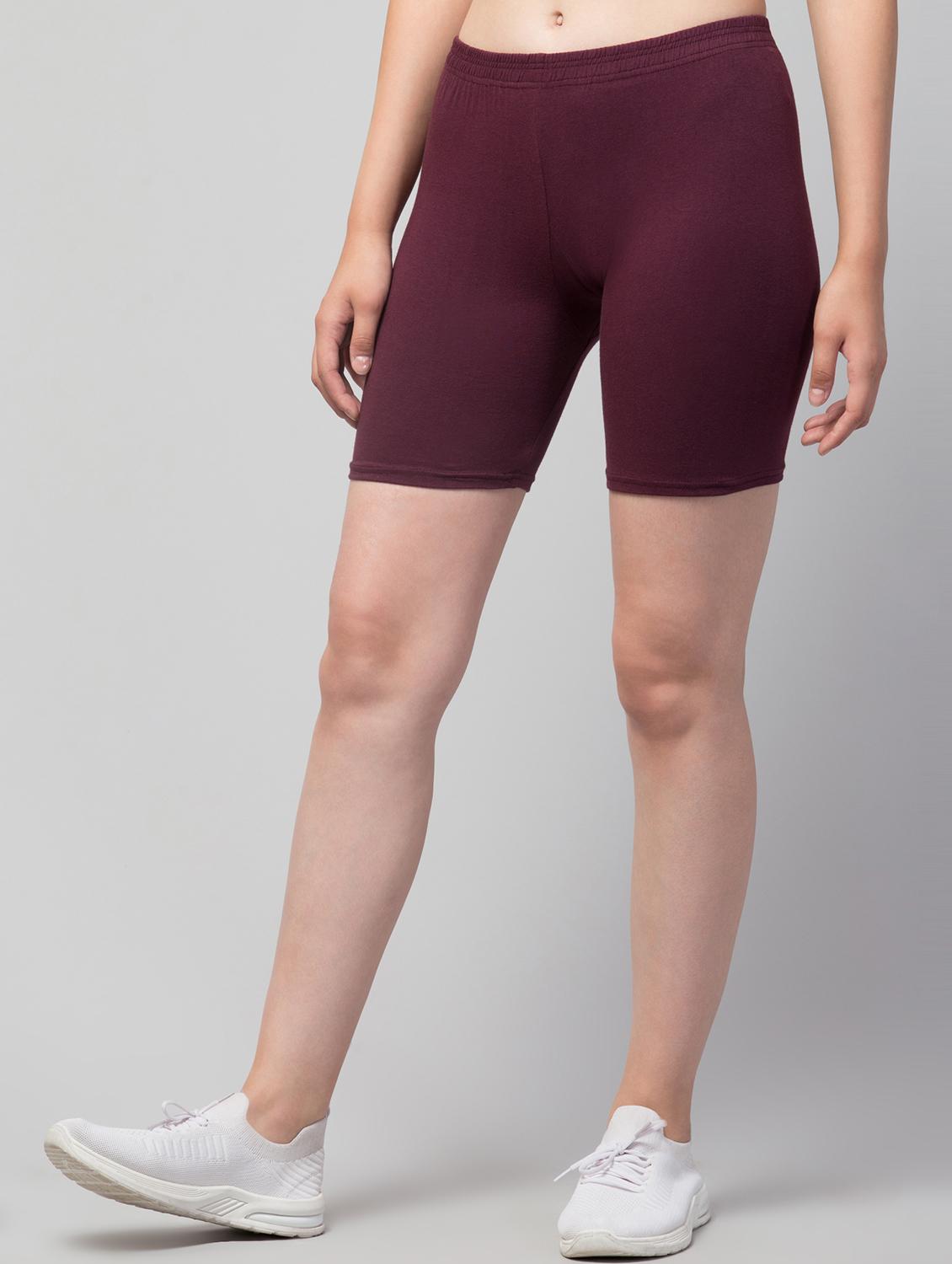 women's solid mid rise active wear shorts - 20830104 - Standard Image - 1