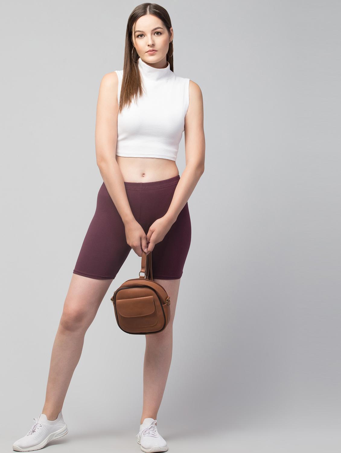 women's solid mid rise active wear shorts - 20830104 - Standard Image - 4