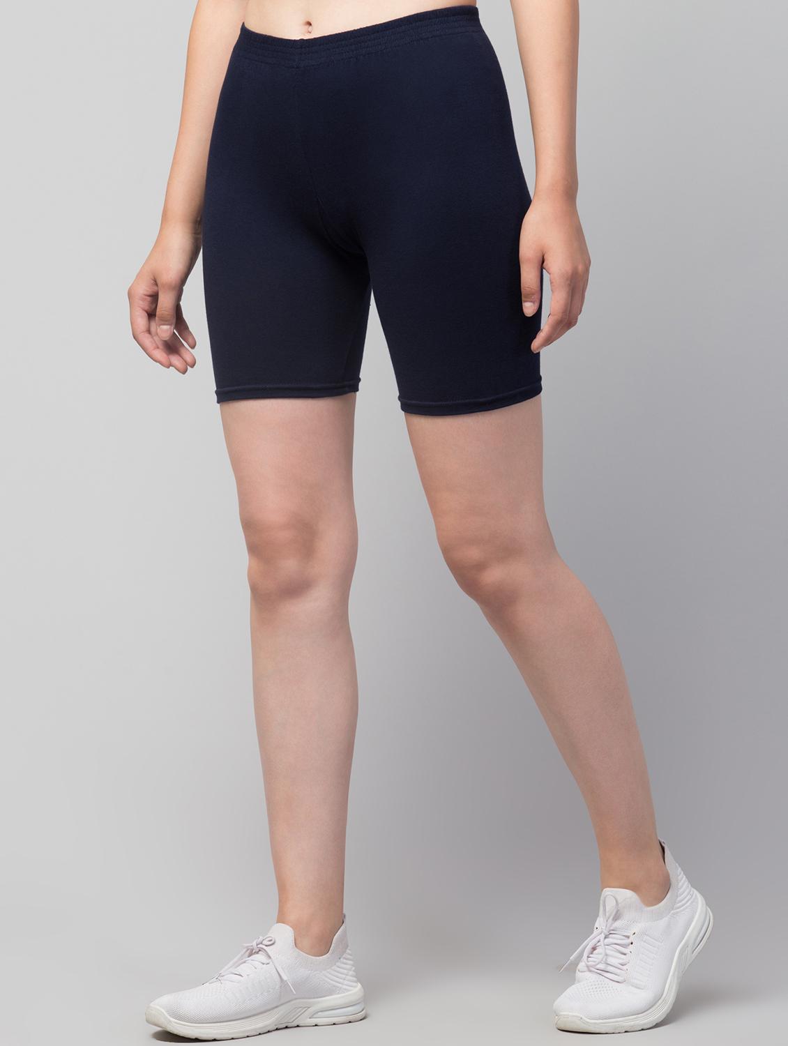 women's solid mid rise active wear shorts - 20830244 - Standard Image - 1