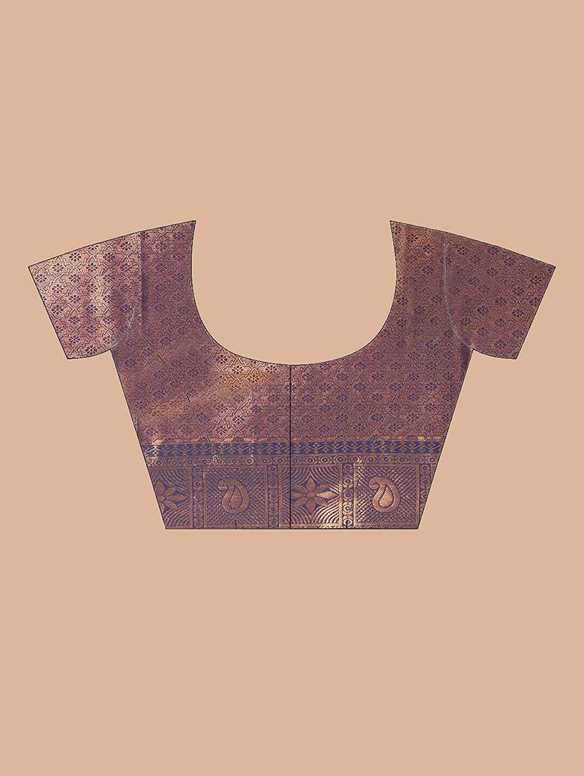 women navy blue self design kanjivaram saree with blouse - 20830532 - Standard Image - 4