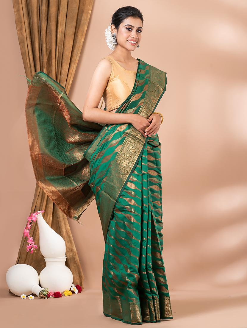 women green self design kanjivaram saree - 20830534 -  Standard Image - 1