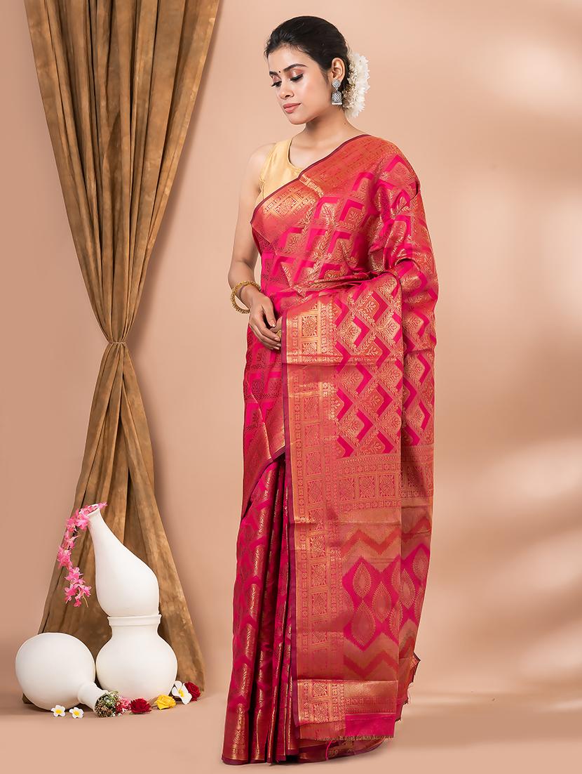women red self design kanjivaram saree with blouse - 20830551 -  Standard Image - 1