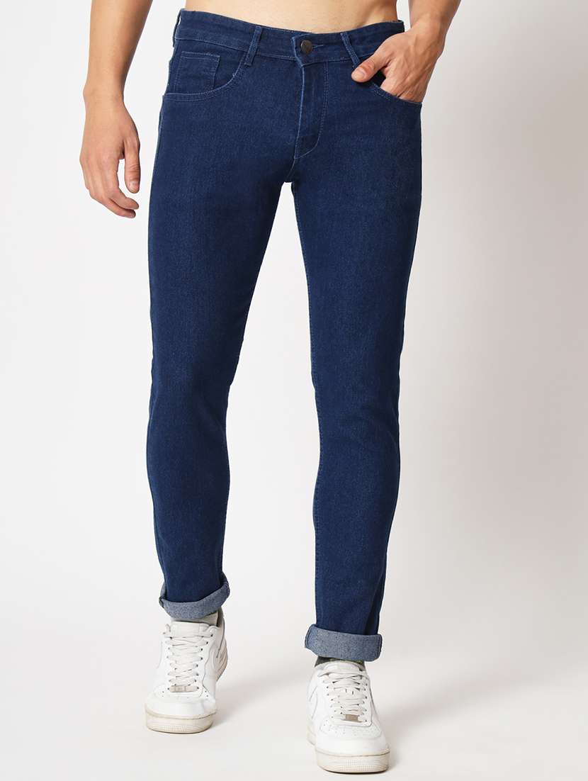navy blue low rise plain jean
