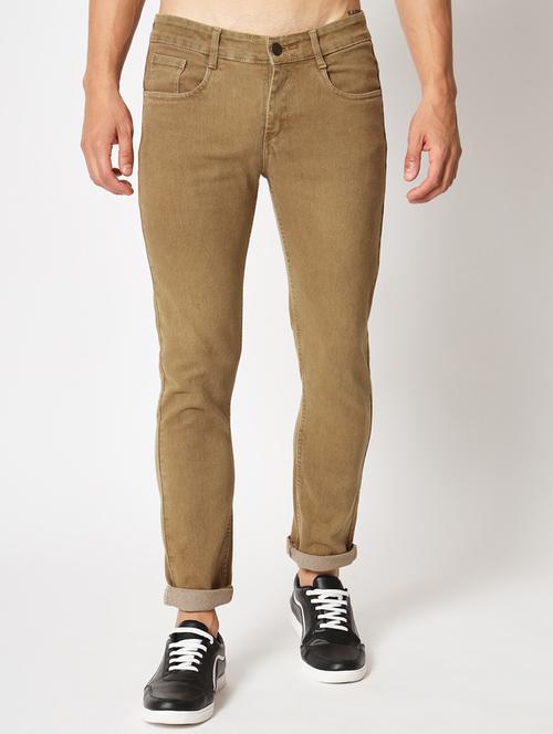 khaki low rise plain jean - 20830700 - Standard Image - 0