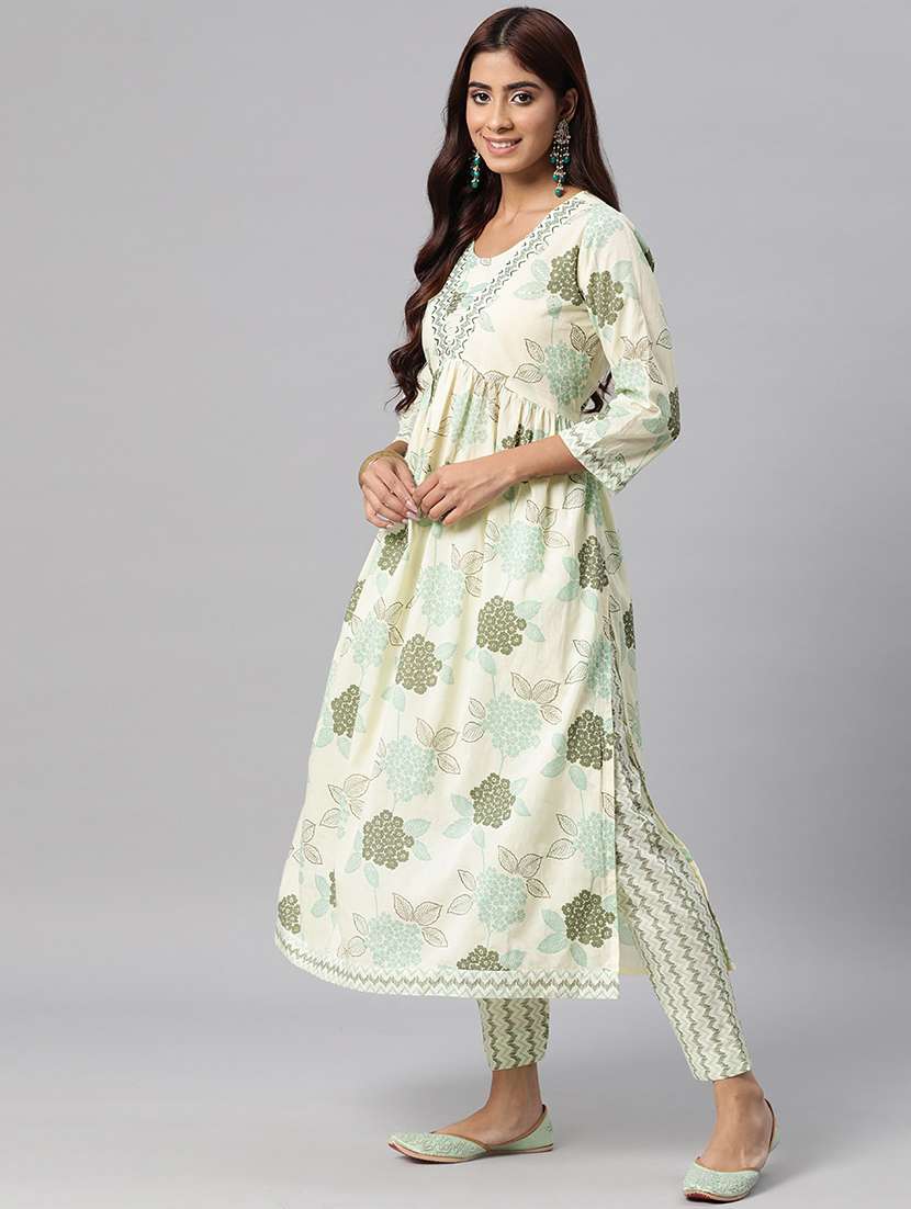 women floral round neck kurta pant set - 20831201 -  Standard Image - 1