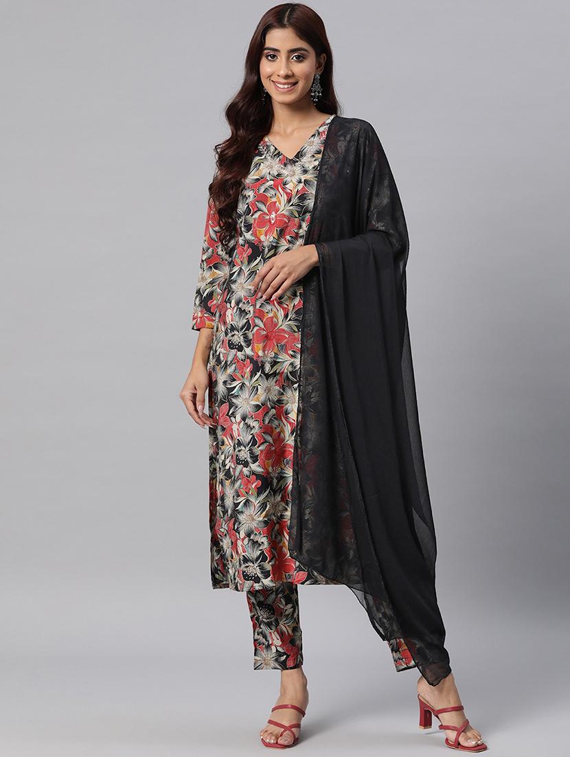 women three quarter sleeve kurta pant with dupatta set - 20831205 -  Zoom Image - 0