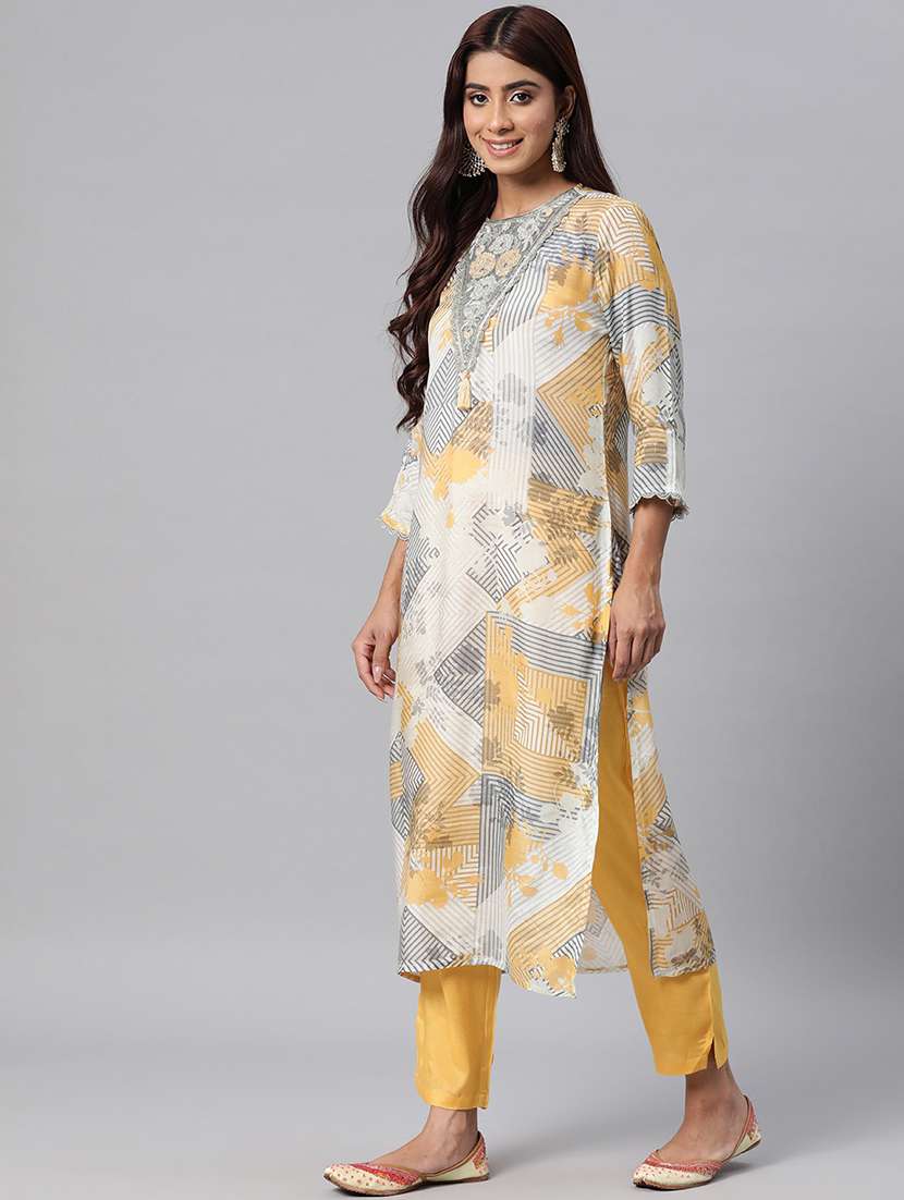 Women White Round Neck Kurta Pant Set With Dupatta - 20831222 -  Standard Image - 1