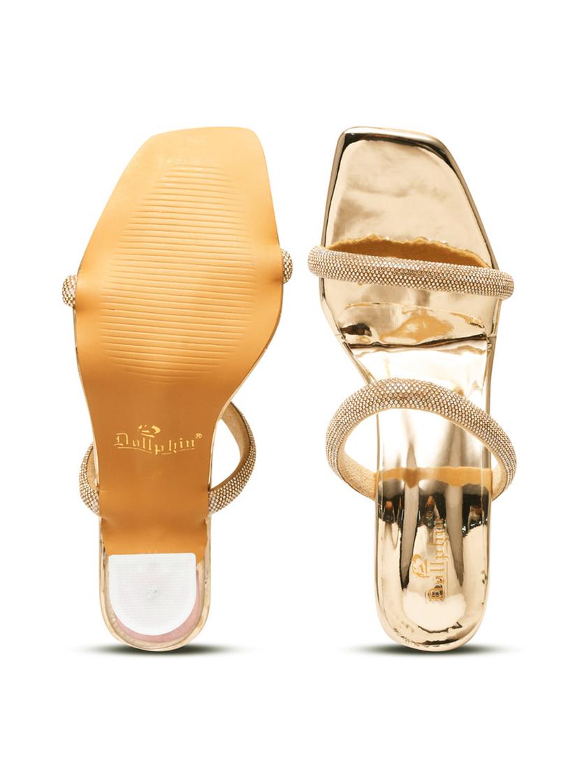 gold slip on heel sandal - 20831313 - Standard Image - 4