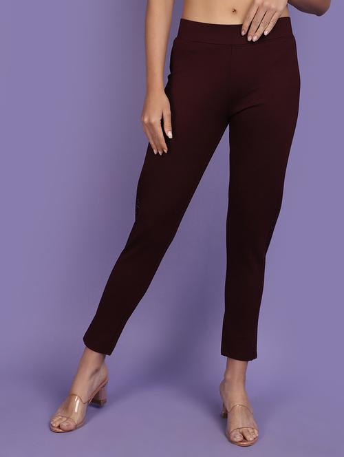 maroon solid jegging - 20831395 -  Standard Image - 0