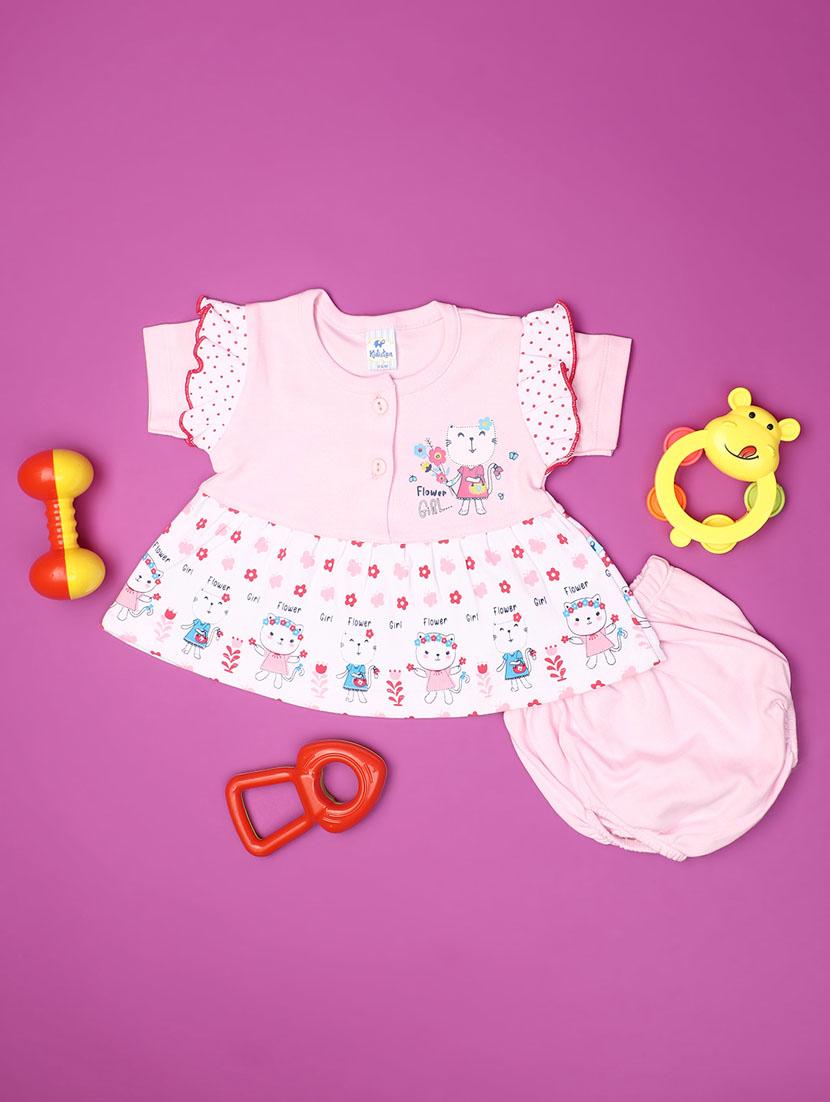 pink printed detailed frock - 20831480 -  Zoom Image - 0