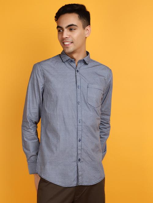 blue checkered casual shirt - 20831552 - Standard Image - 0