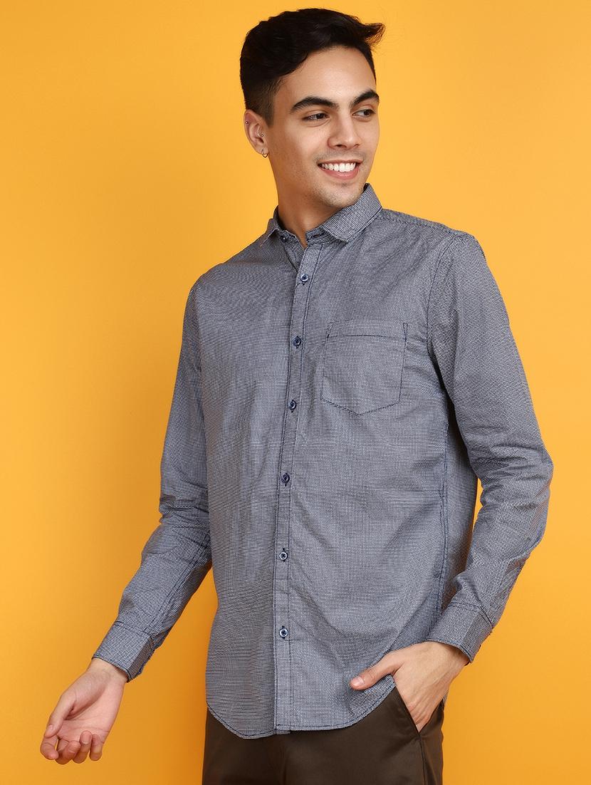 blue checkered casual shirt - 20831552 - Standard Image - 1