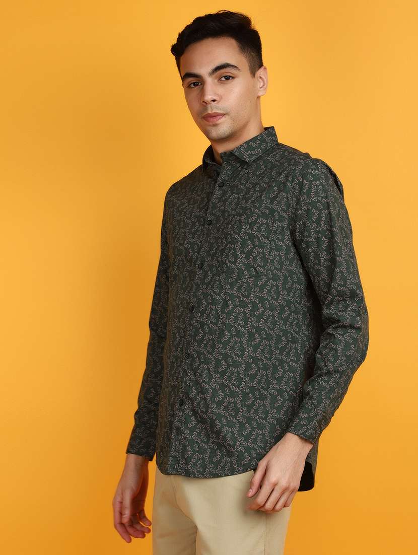 green printed casual shirt - 20831555 -  Standard Image - 1