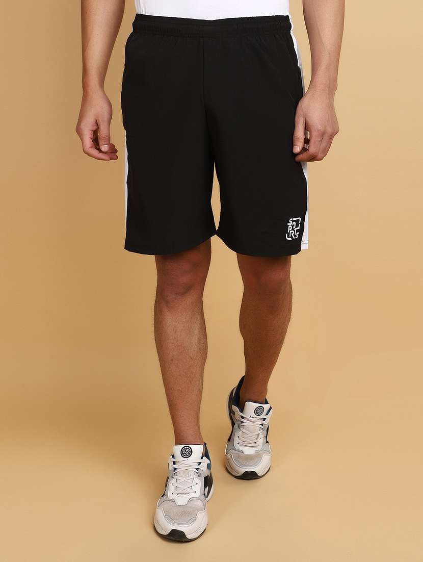 men cotton color block shorts