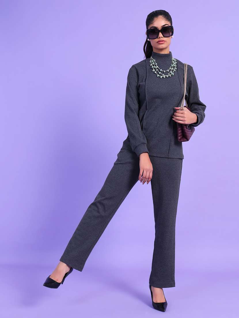 women solid top and trouser co-ord set