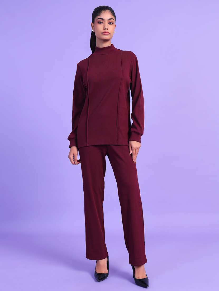women solid top and trouser co-ord set