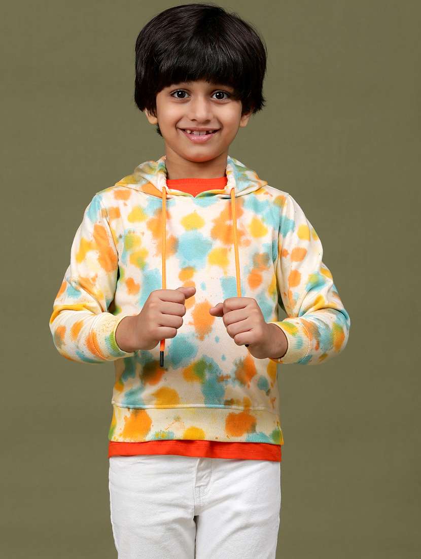 yellow polycotton all over print sweatshirt