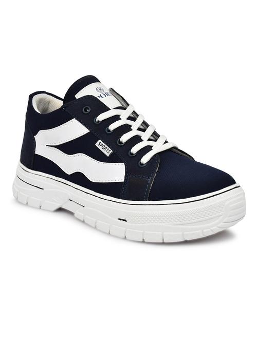 navy fabric lace up shoes - 20832116 -  Standard Image - 0