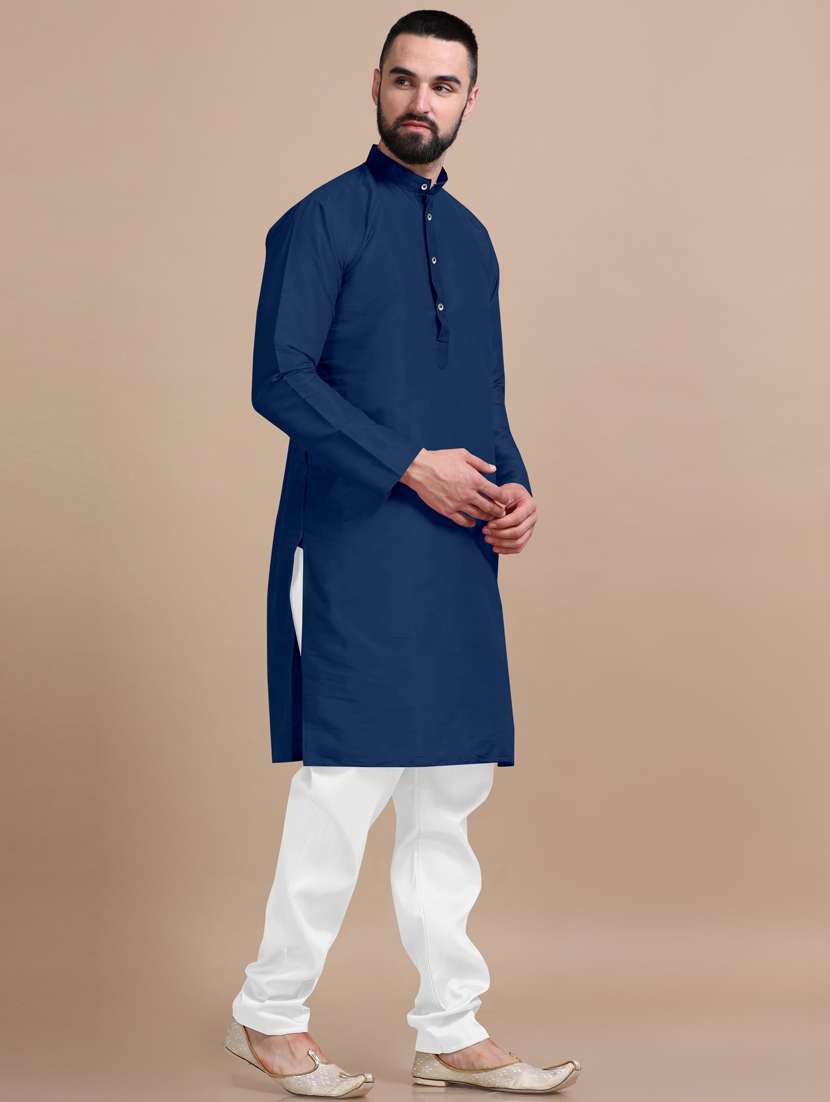 men solid long sleeve kurta pajama set - 20832451 -  Standard Image - 1