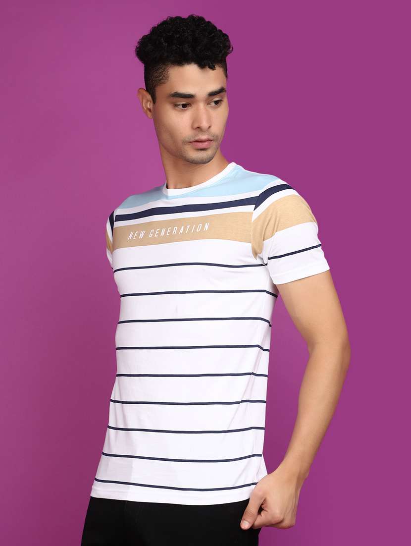 men striped round neck short sleeves t-shirt - 20836585 -  Standard Image - 1