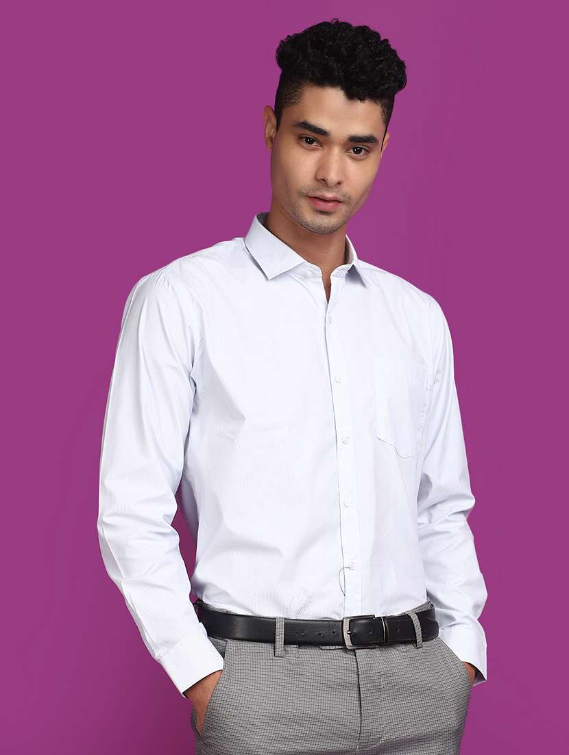 white cotton blend formal shirt - 20836655 -  Standard Image - 1