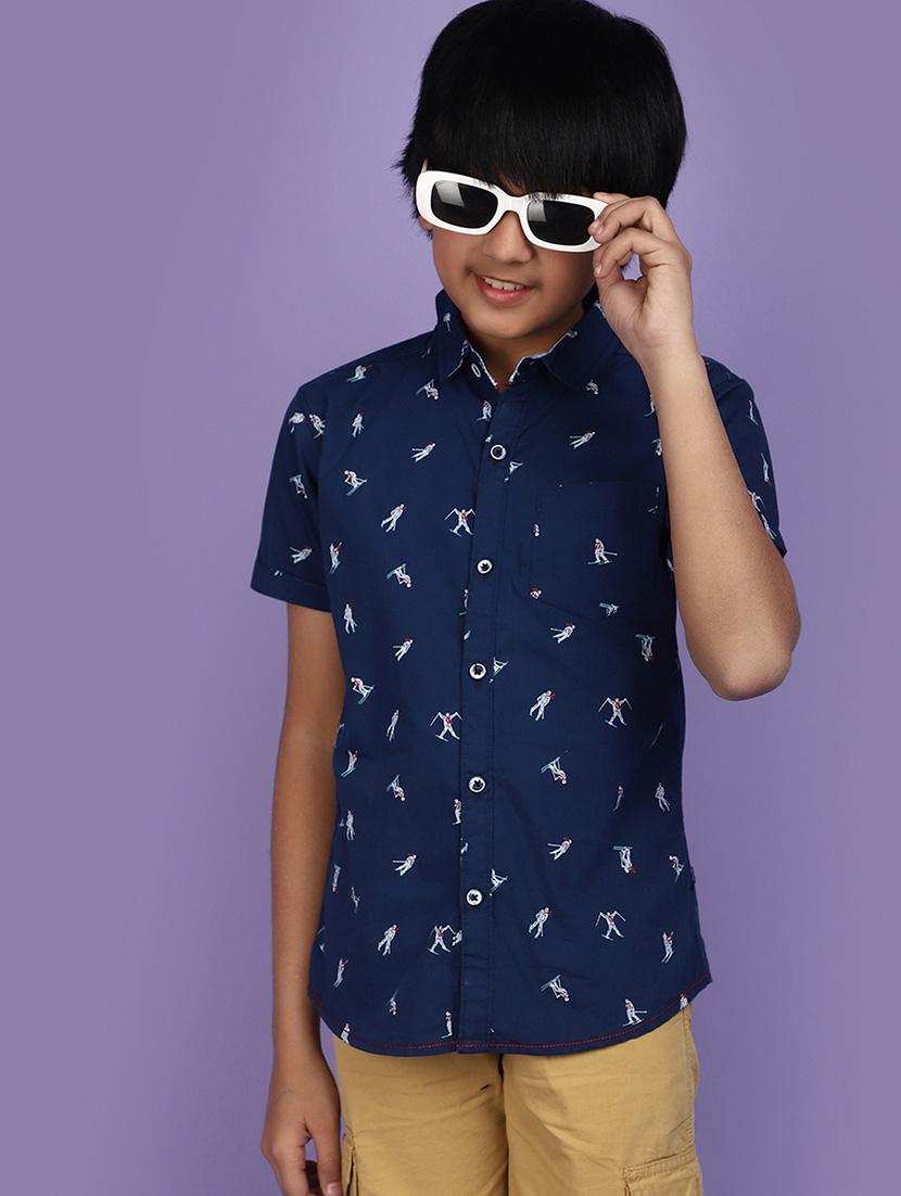 teal cotton printed shirt - 20836664 -  Standard Image - 1