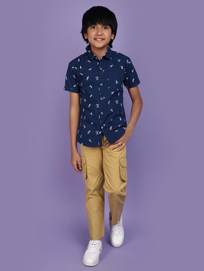 teal cotton printed shirt - 20836664 - Standard Image - 4