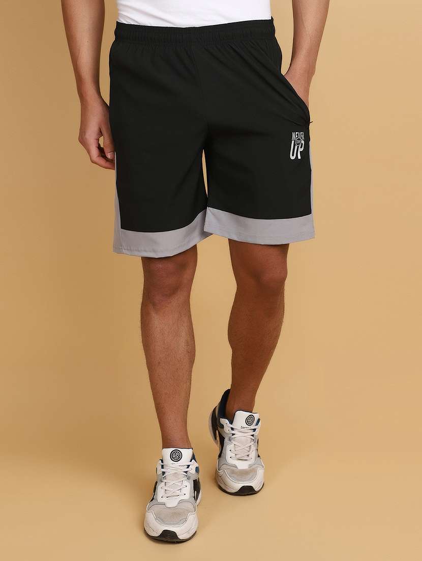 men cotton color block shorts