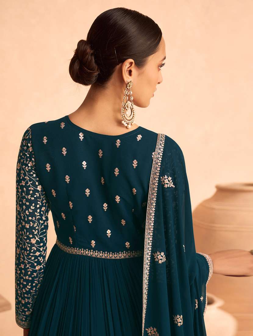 embroidered semi-stitched suit set - 20836755 - Standard Image - 1