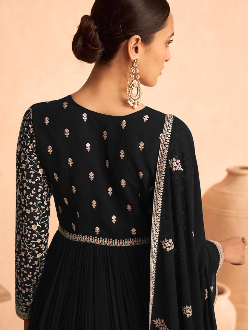 embroidered semi-stitched suit set - 20836757 - Standard Image - 1