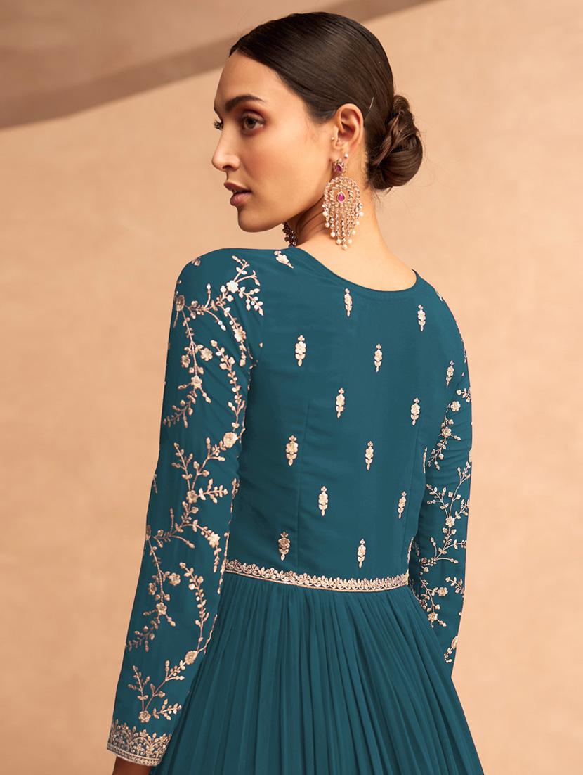 embroidered semi-stitched suit set - 20836760 - Standard Image - 1