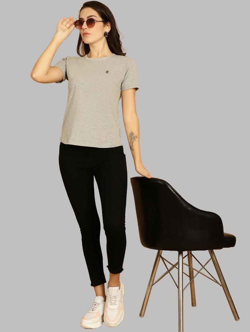 grey cotton solid t-shirt - 20836814 - Standard Image - 4