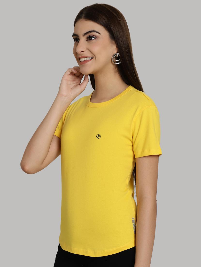 yellow cotton solid t-shirt - 20836824 - Standard Image - 1