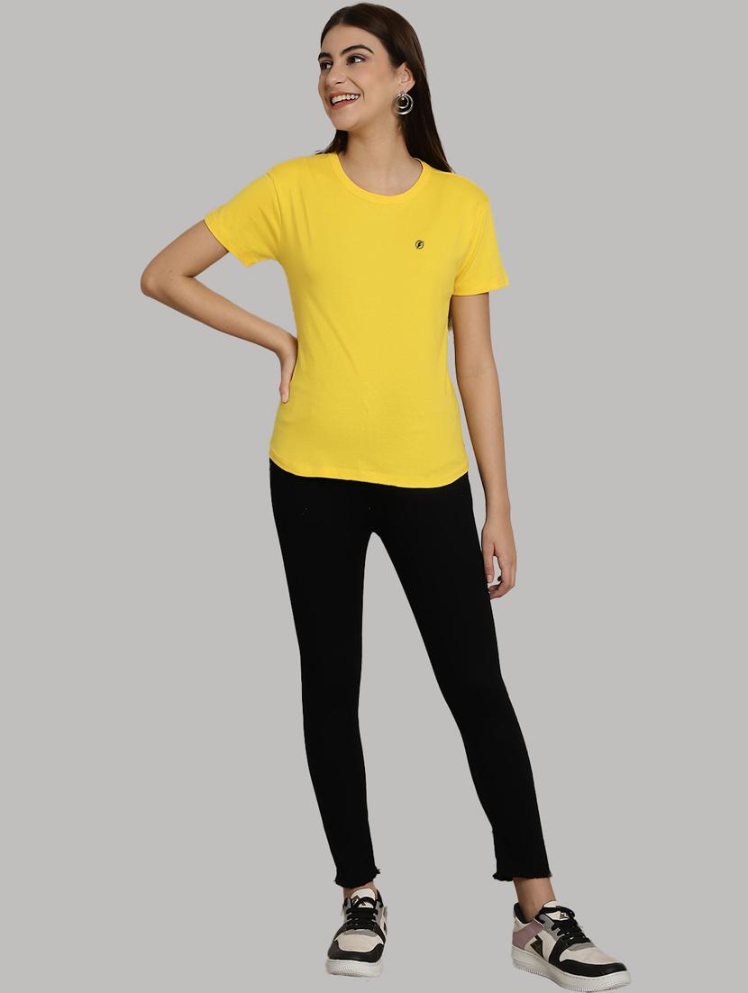 yellow cotton solid t-shirt - 20836824 - Standard Image - 4