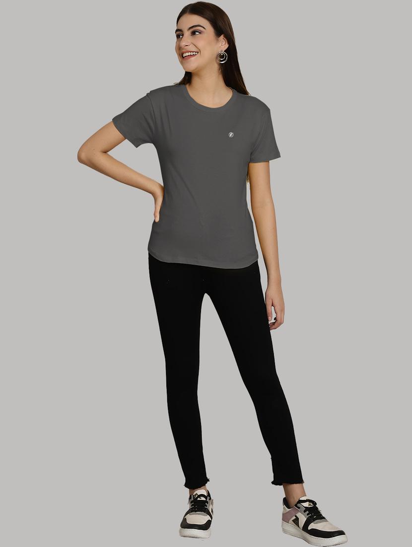 grey cotton solid t-shirt - 20836874 - Standard Image - 4